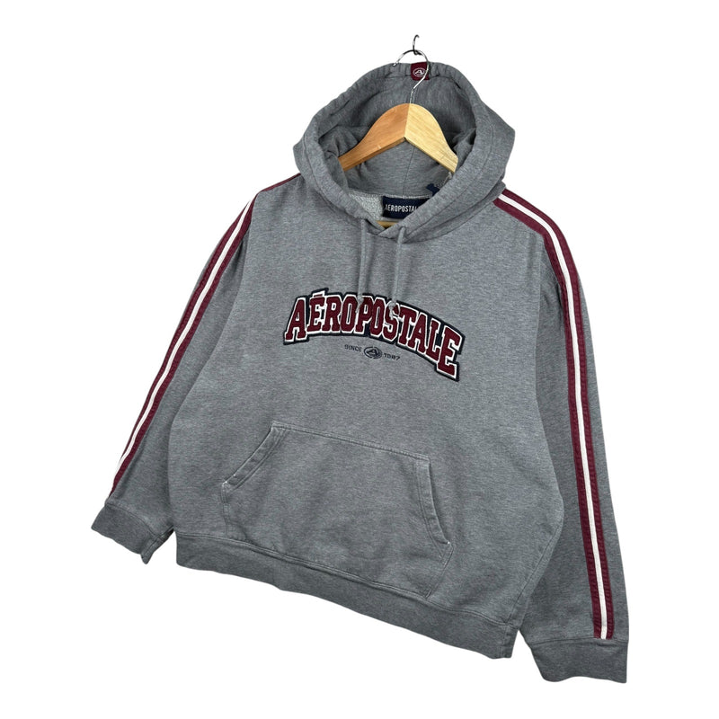 Vintage Aeropostale Collegiate Logo Stripe Sleeve Hoodie