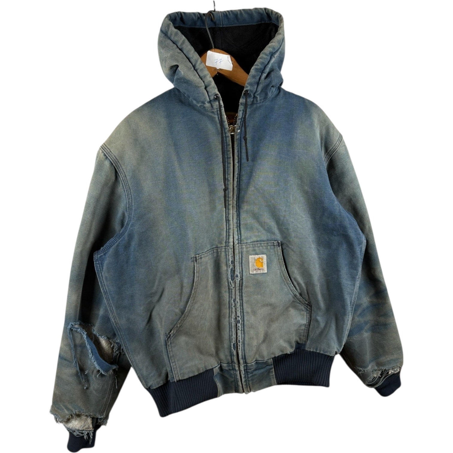 Vintage Carhartt Distressed Full Zip Hooded Workwear Jacket