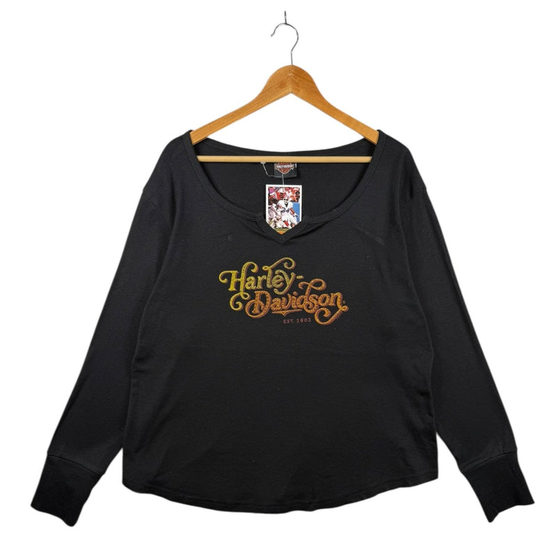 Vintage Harley Davidson V-Neck Long Sleeve