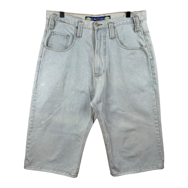 Vintage Corniche Light Wash Chino Denim Shorts 36