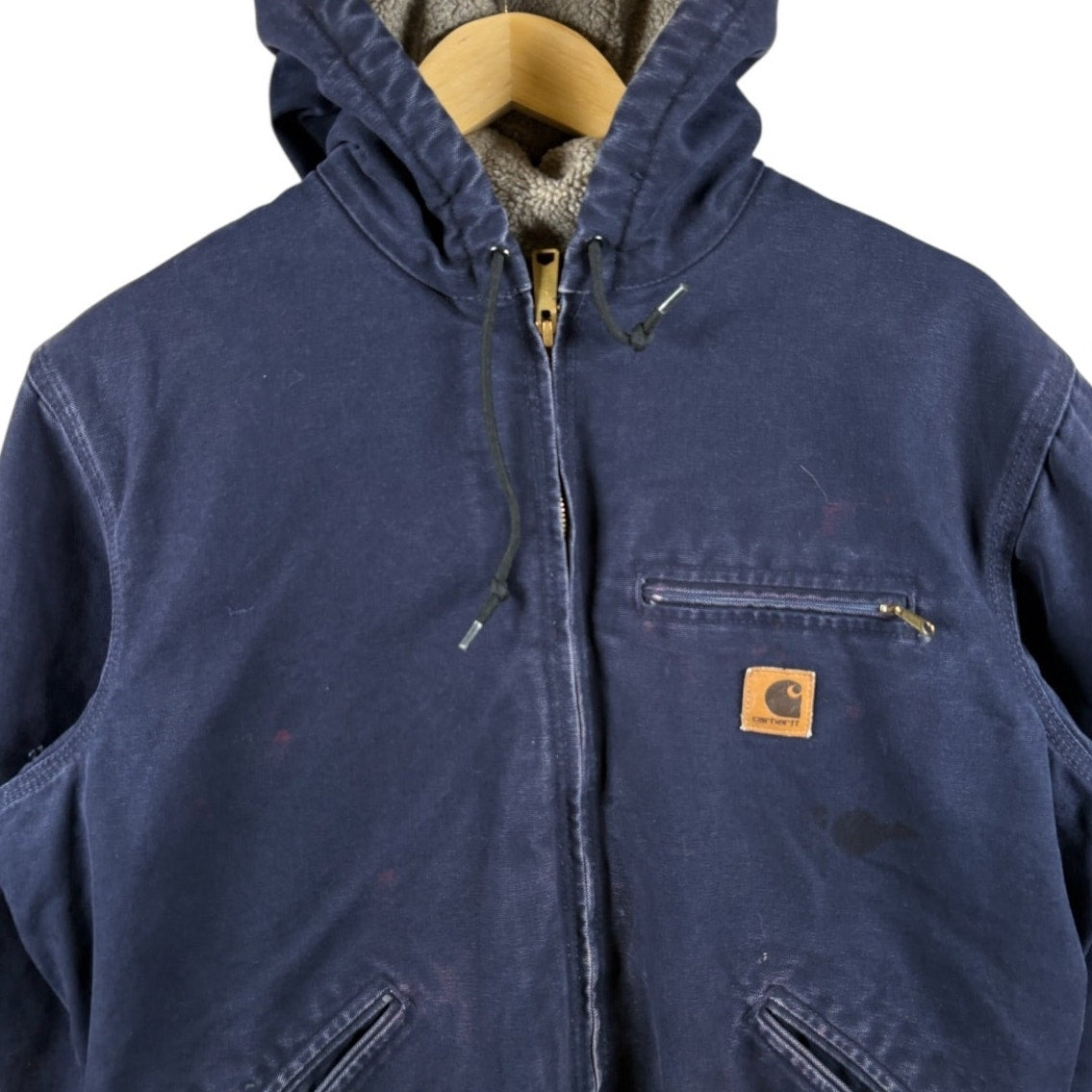 Vintage Carhartt Sherpa Lined Full Zip Hooded Workwear Jacket