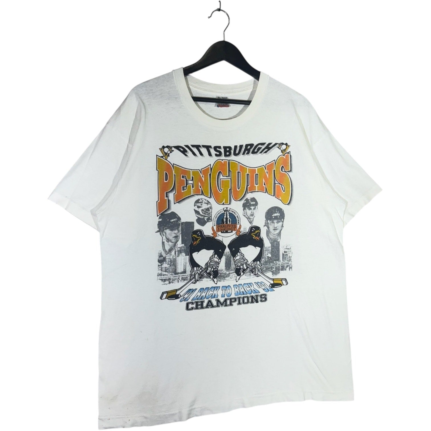 Vintage Pittsburgh Penguins Back to Back Champs Tee 1992