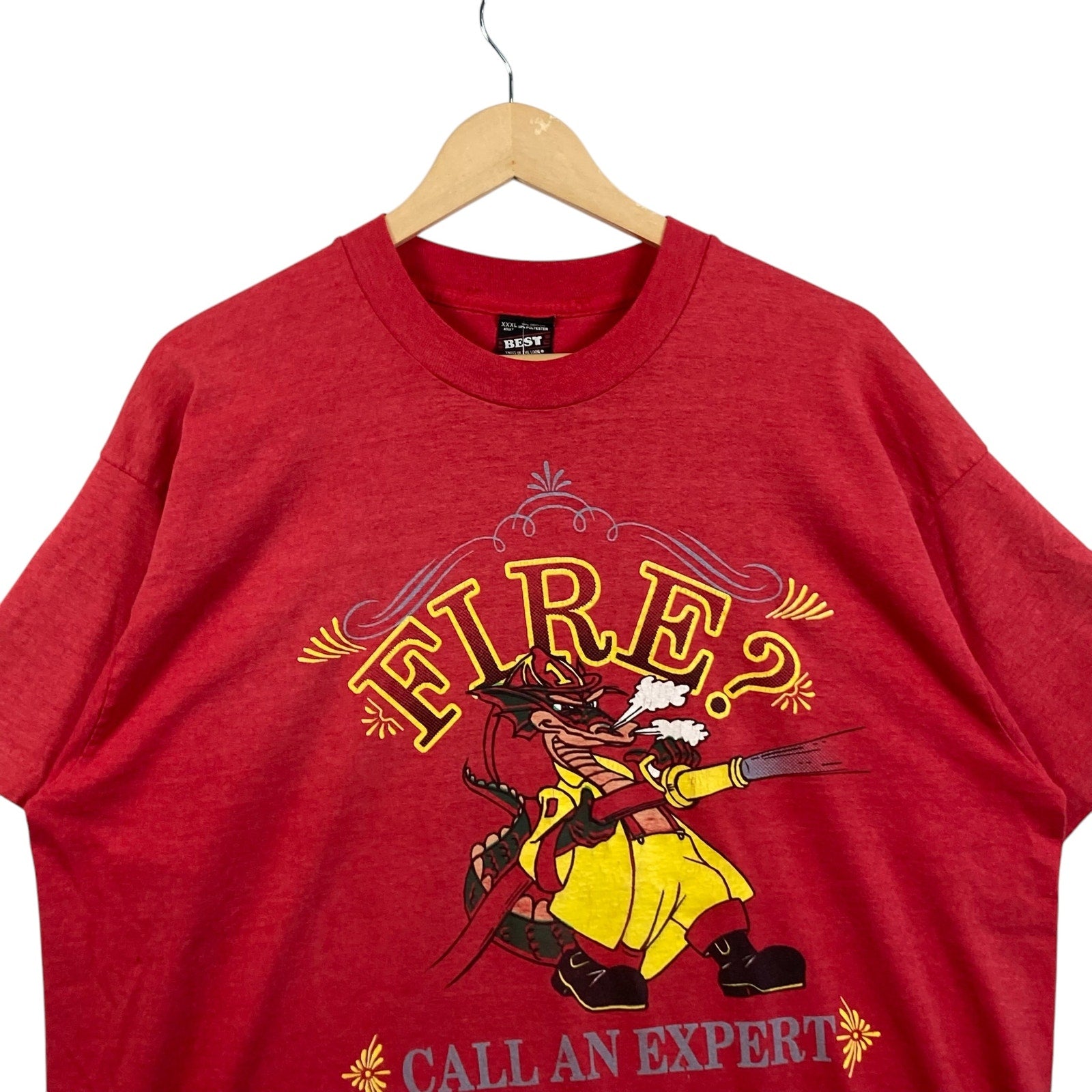Vintage "Fire? Call An Expert!" Firefighter Dragon Tee