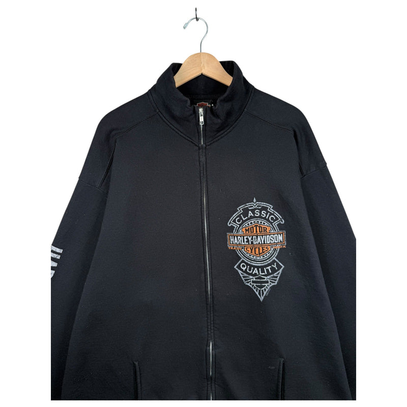 Vintage Harley Davidson Logo Eagle Graphic Full Zip Sweatshirt
