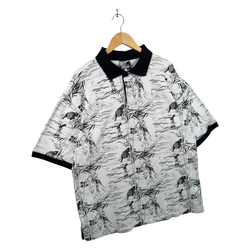 Vintage Avirex Japanese Graphic Short Sleeve Polo Shirt