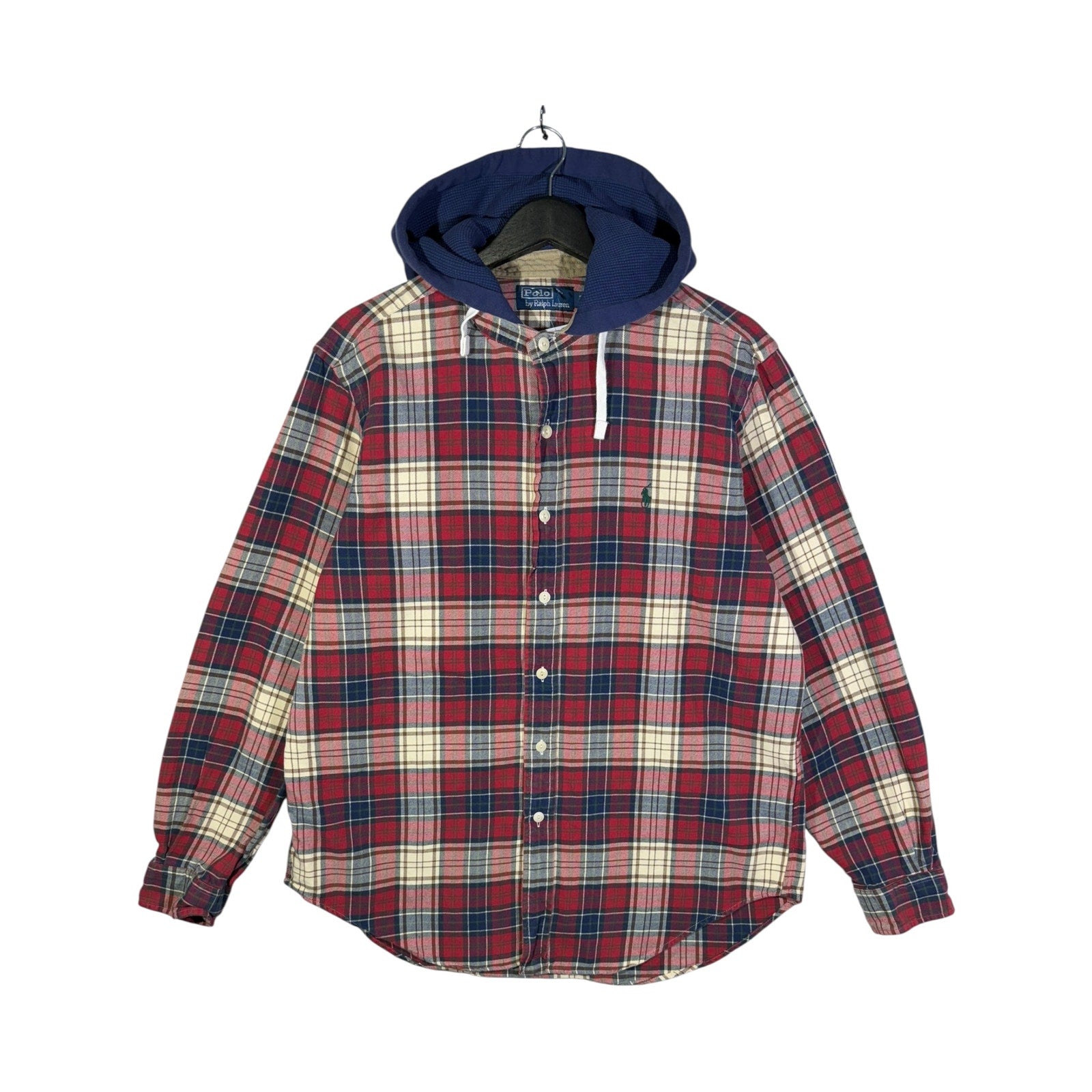 Vintage Polo Ralph Lauren Plaid Flannel Hooded Shirt Shacket Jacket