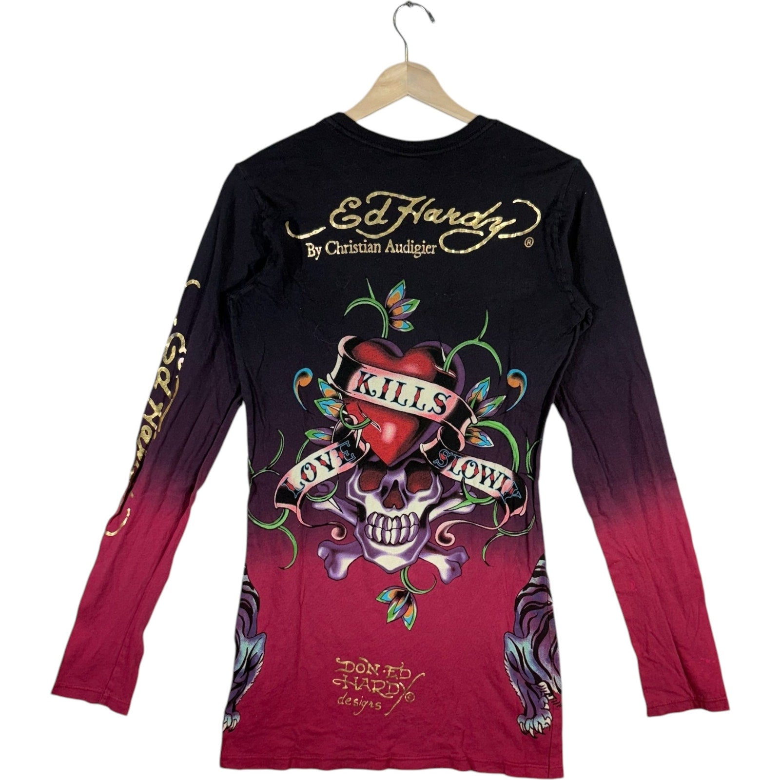 Vintage Ed Hardy "Love Kills Slowly" Ombre AOP Long Sleeve