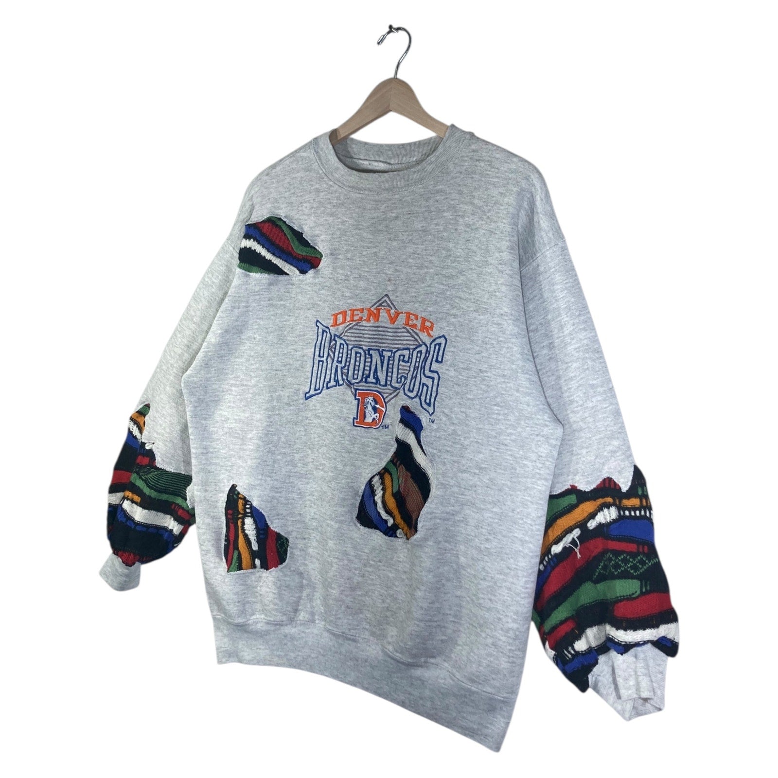 Vintage Denver Broncos Southwestern Patchwork NFL Crewneck