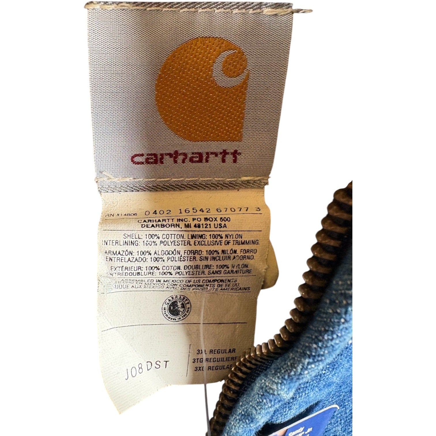 Vintage Carhartt Full Zip Hooded Denim Workwear Jacket