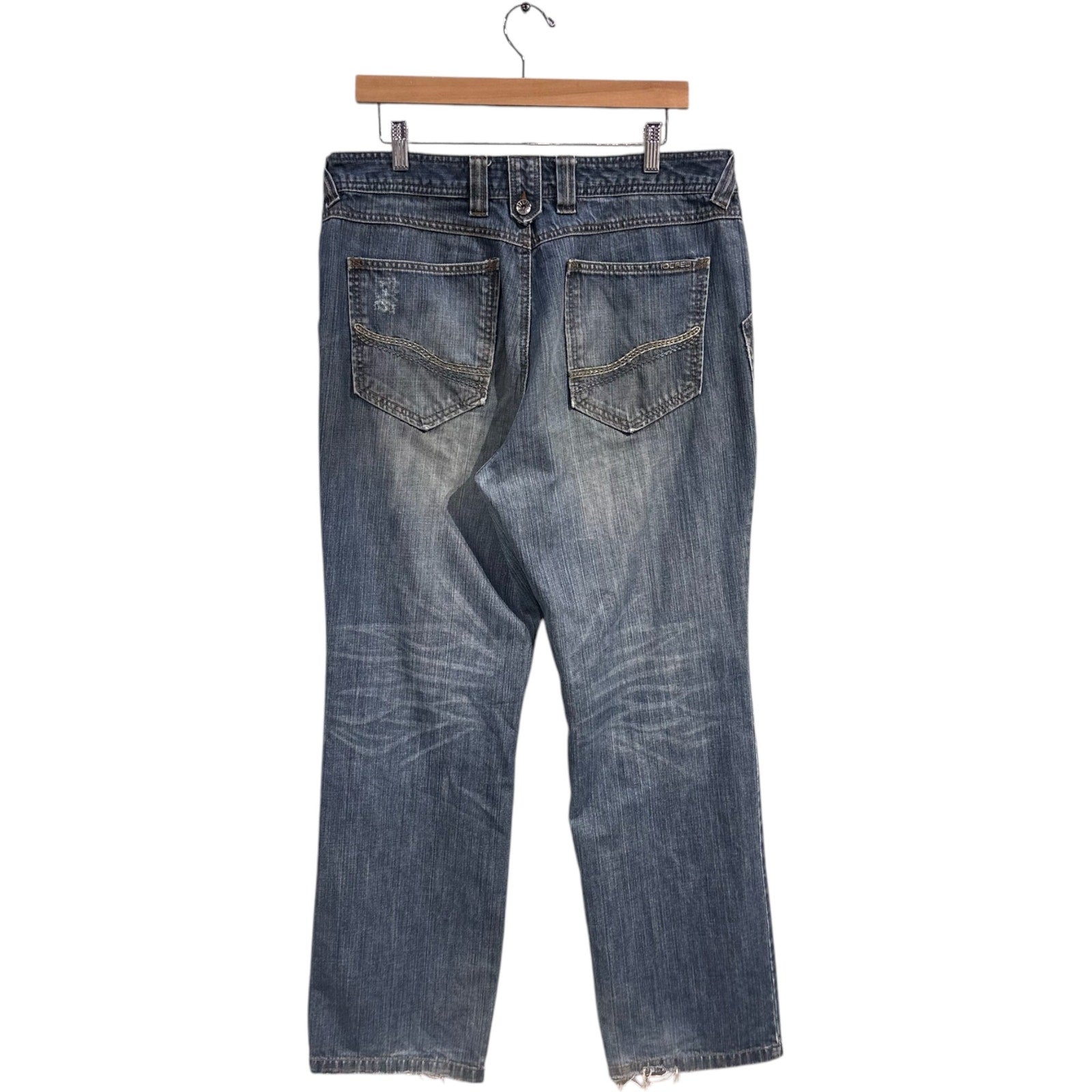 Vintage Distressed Faded Straight Leg Denim Jeans 35 x 31