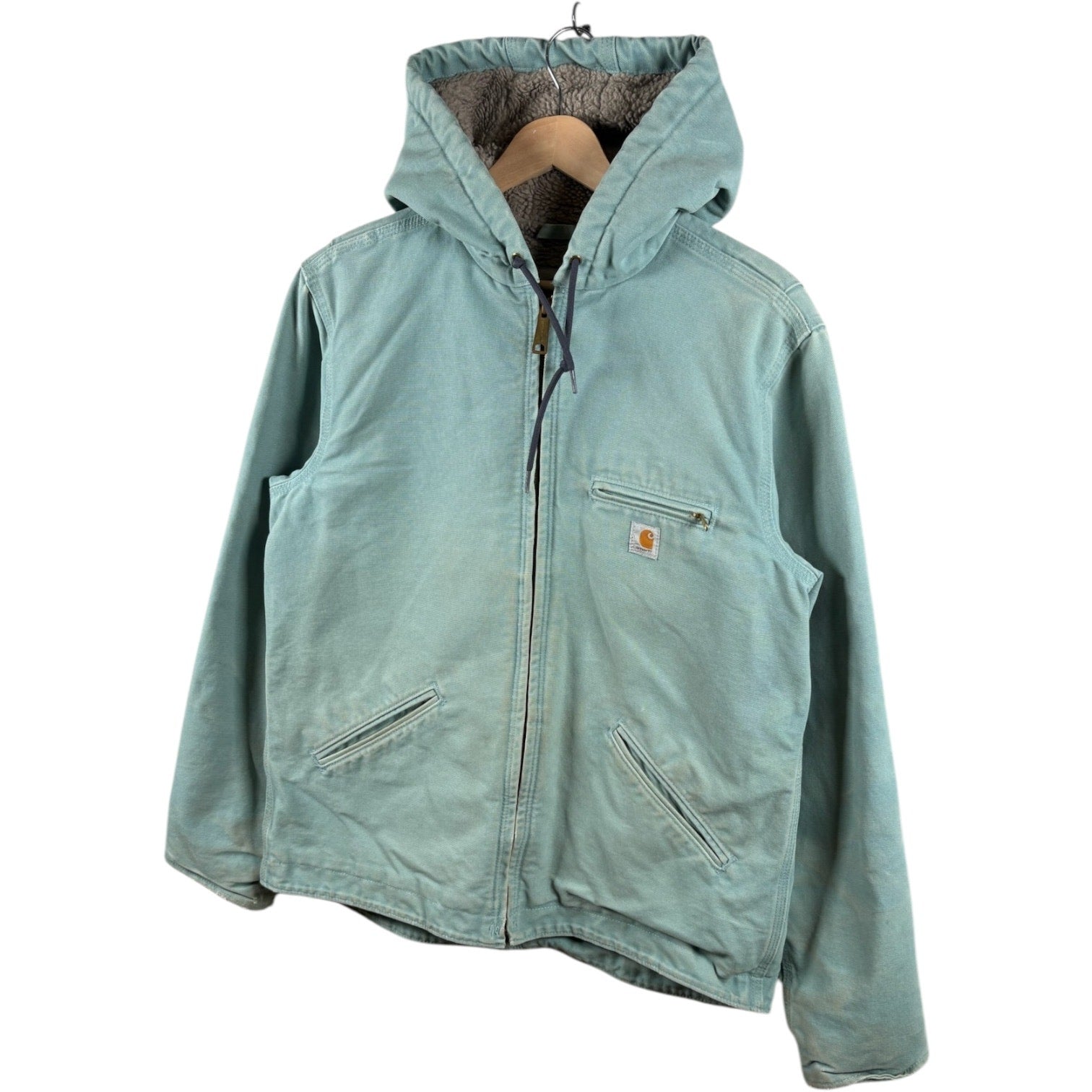 Vintage Carhartt Sherpa Lined Full Zip Hooded Workwear Jacket