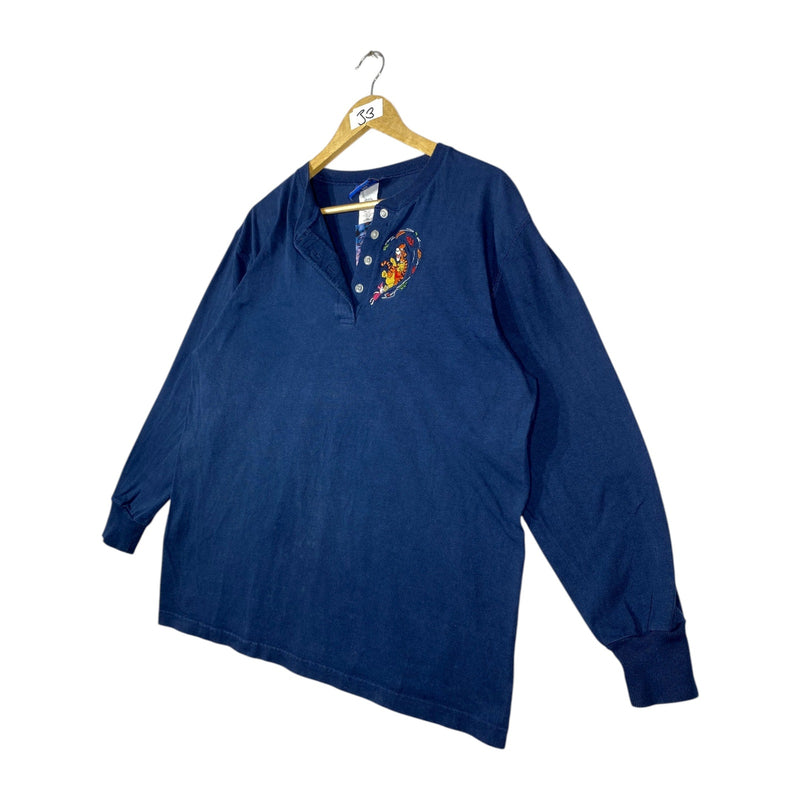 Vintage Disney Pooh Tigger Henley Long Sleeve