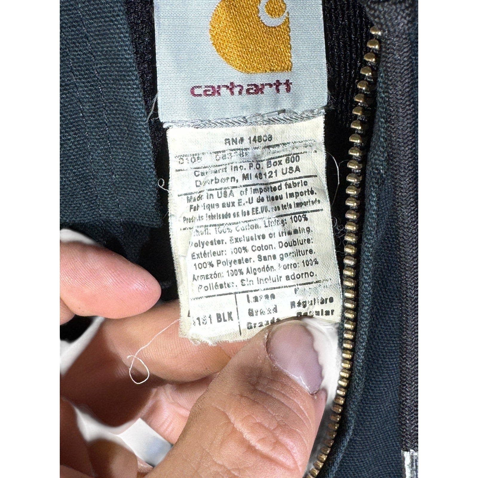 Vintage Carhartt Canvas Hooded Full Zip Workwear Jacket