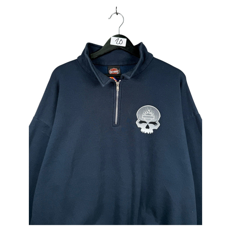Vintage Harley Davidson Skull 1/4 Zip Sweatshirt