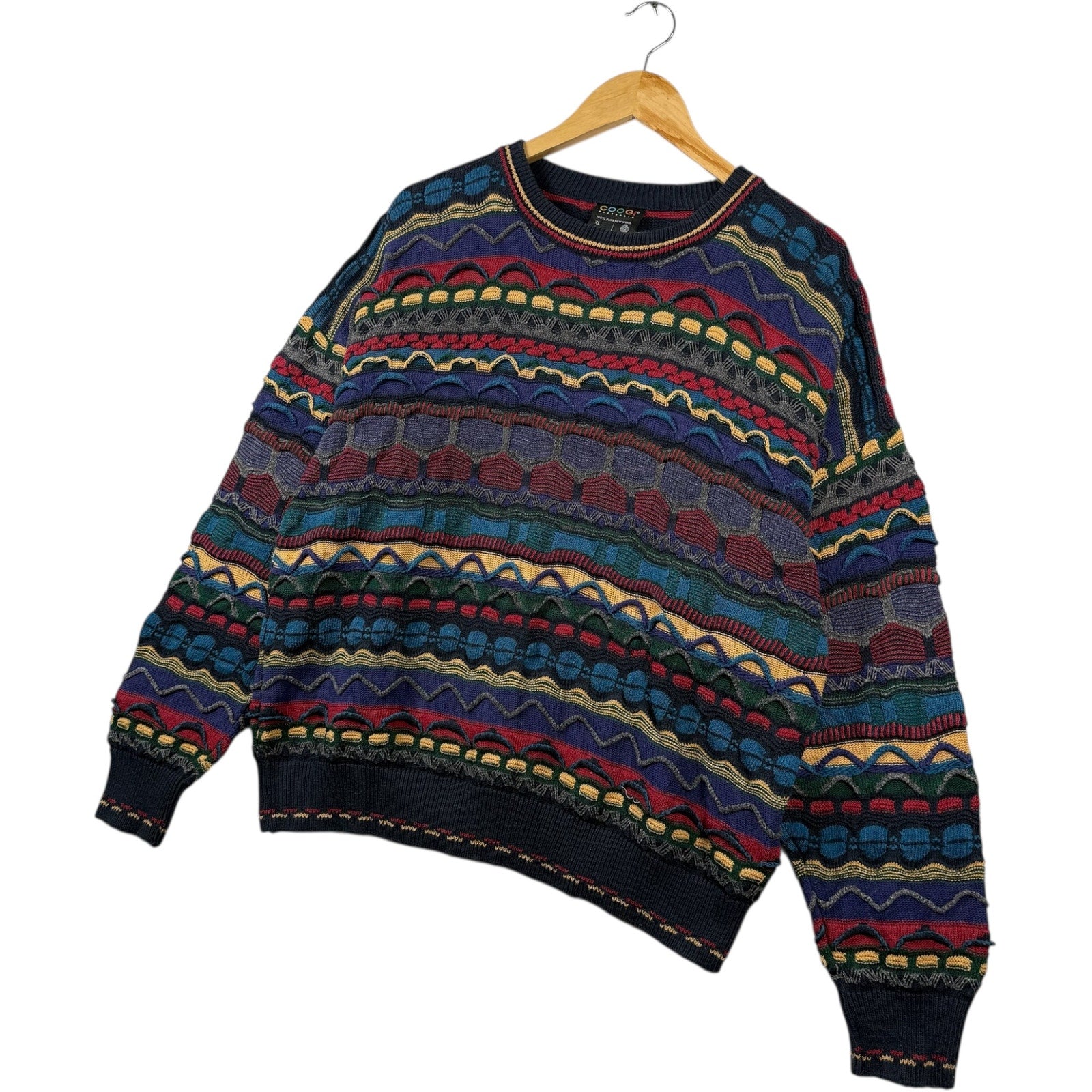 Vintage Coogi 3D Knit Striped Textured Sweater