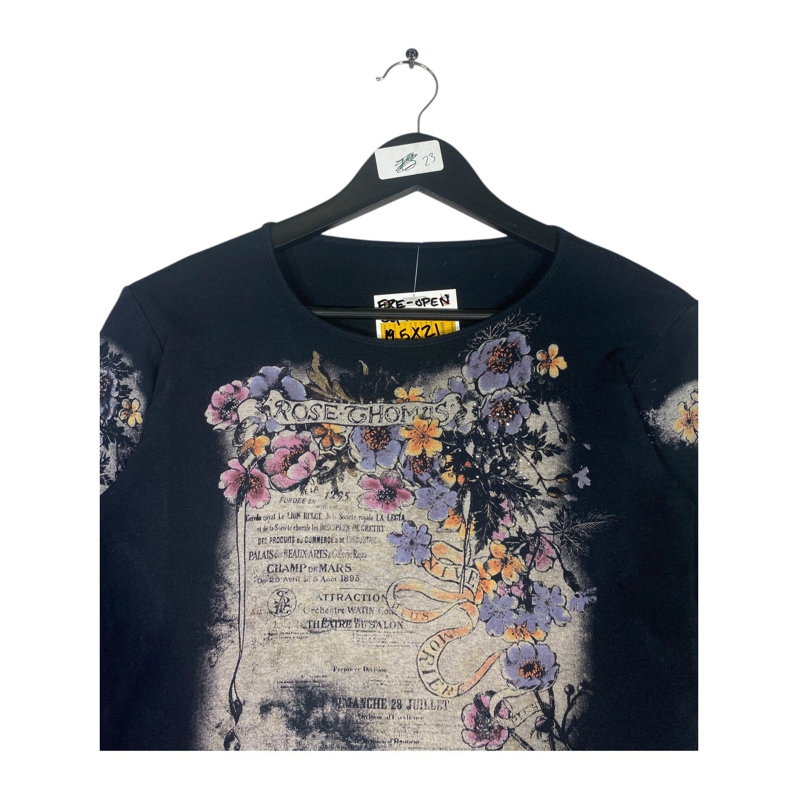 Vintage Women's Rose Thomas Floral 3/4 Sleeve