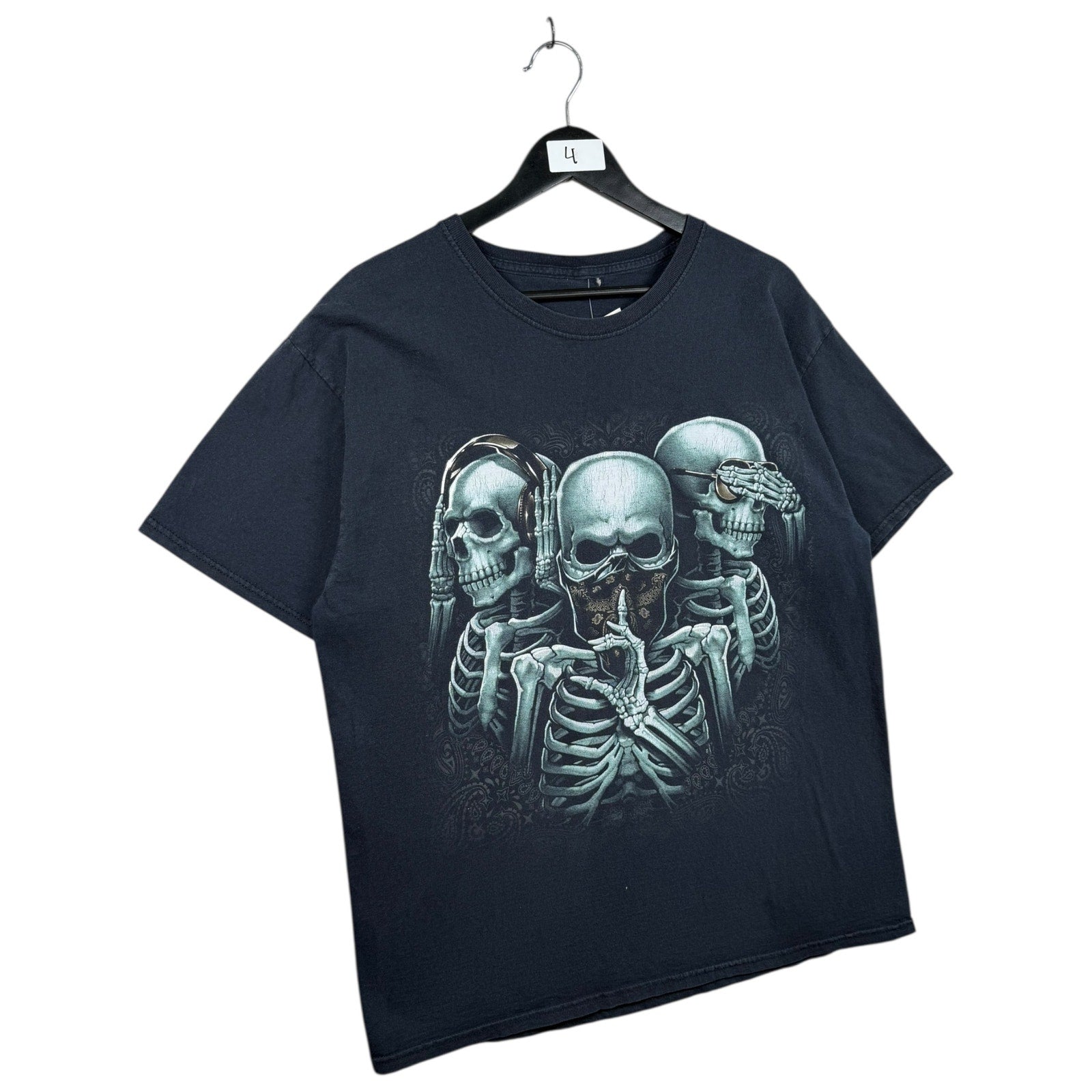 Vintage Skeletons See No Evil Graphic T-Shirt