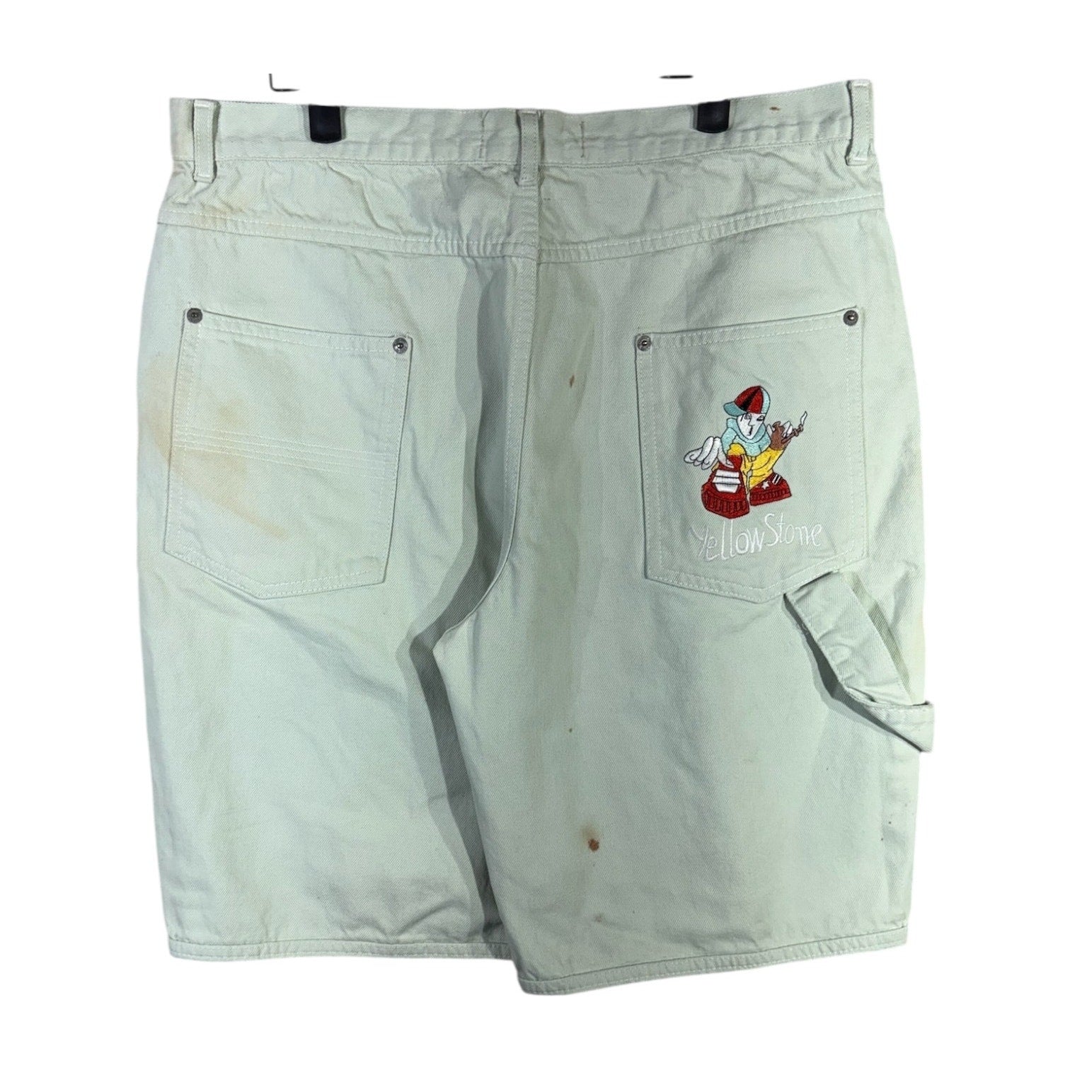 Vintage Yellow Stone Embroidered Carpenter Cargo Shorts 34