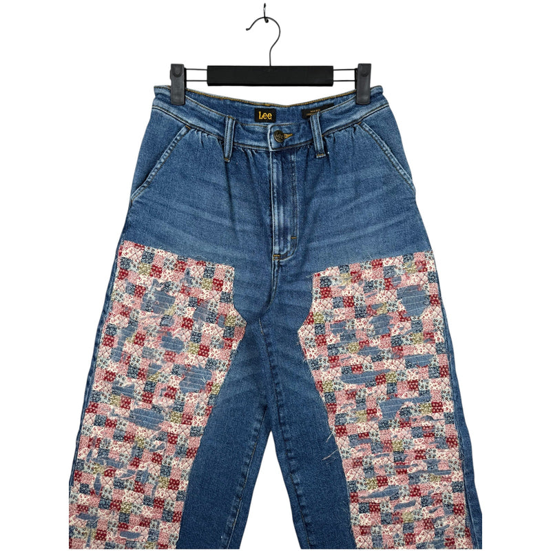 Vintage Lee Patchwork Wide Leg Denim Jeans 28