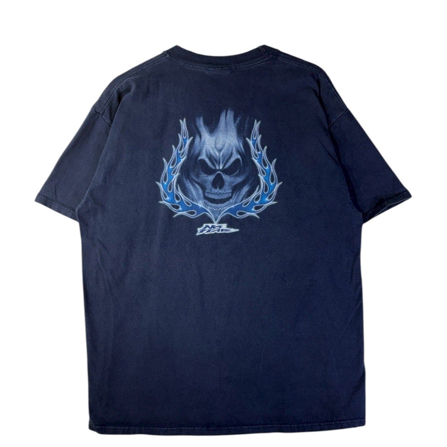 Vintage No Fear Logo Flame Skull T-Shirt