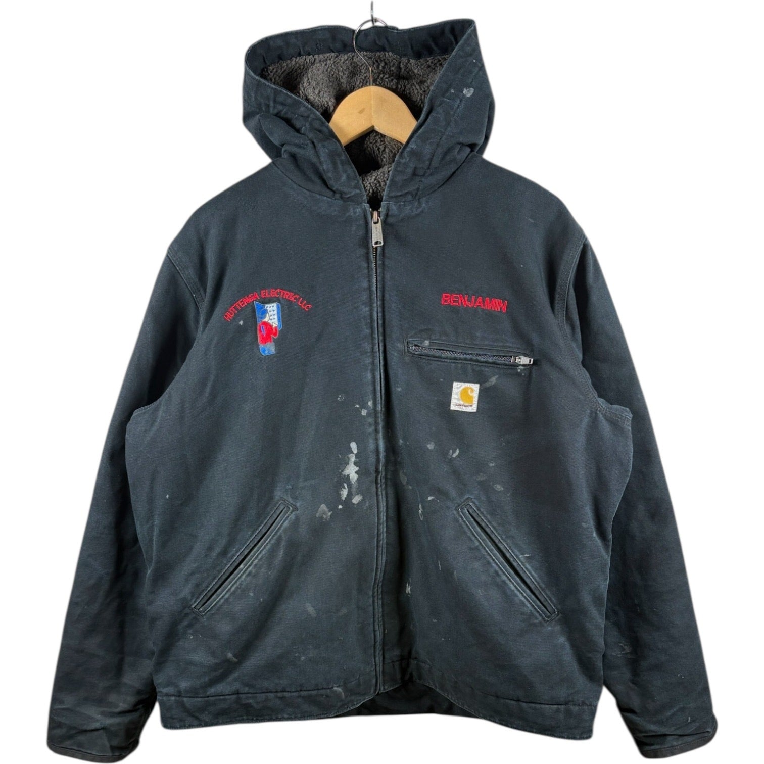 Vintage Carhartt Distressed Full Zip Hooded Workwear Jacket