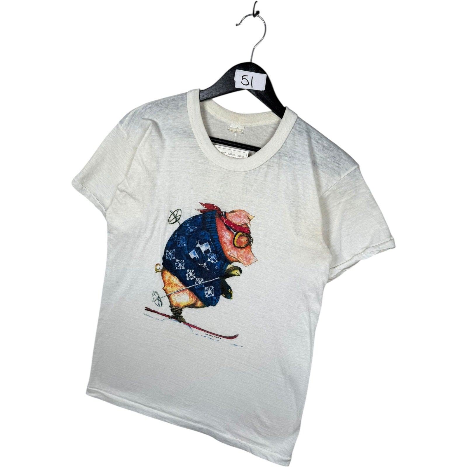 Vintage Skiing Pig T-Shirt
