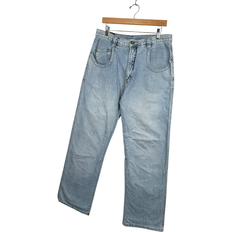 Vintage Denma Straight Leg Light Wash Denim Jeans 34x31.5