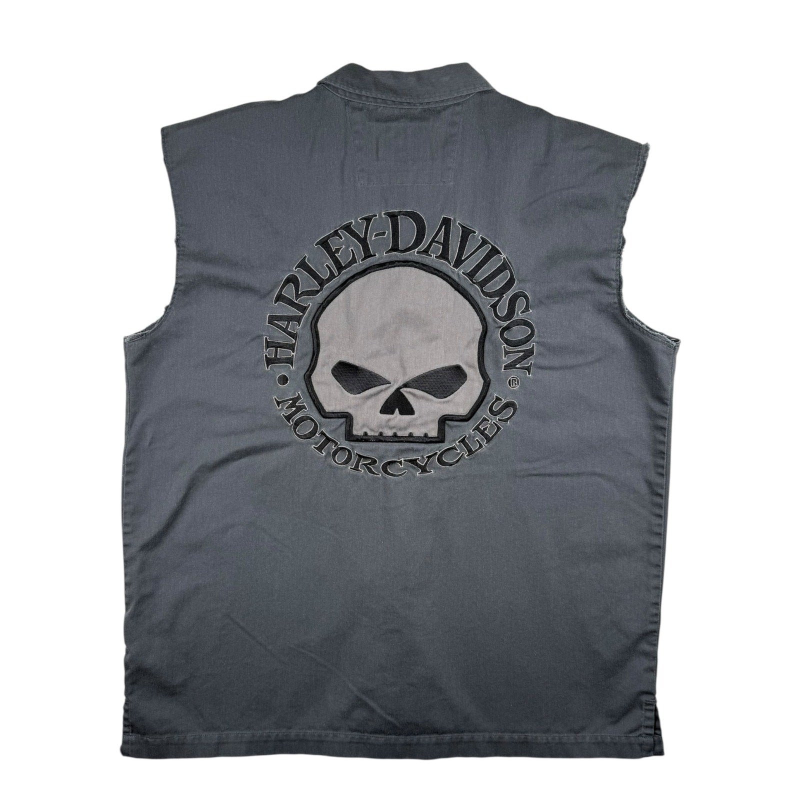 Vintage Biker Harley-Davidson Embroidered Skull Vest