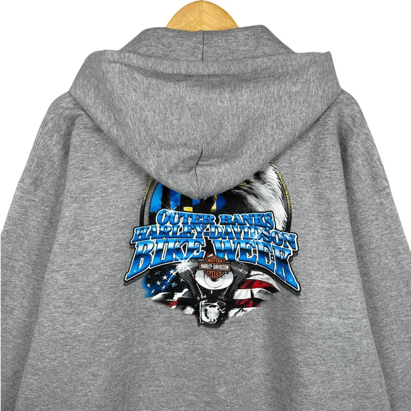 Vintage Harley Davidson Outer Banks Bike Graphic Hoodie