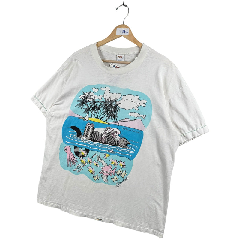 Vintage Hawaii Cat Tropical Beach T-Shirt