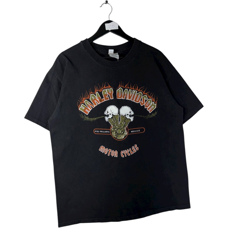 Vintage Harley Davidson Skulls Flames Graphic T-Shirt