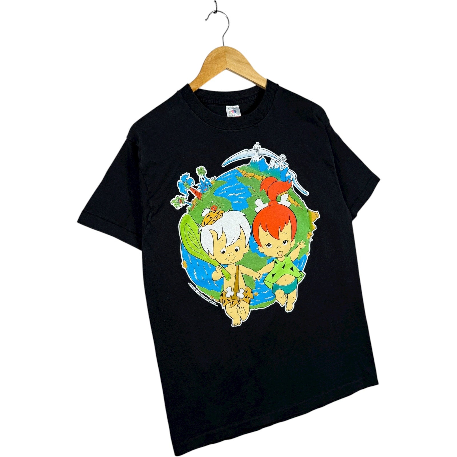 Vintage Pebbles & Bamm-Bamm Cartoon Graphic T-Shirt