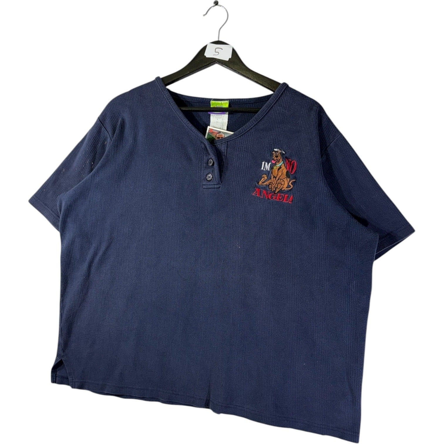 Vintage Scooby-Doo I’m No Angel Embroidered Henley T-Shirt