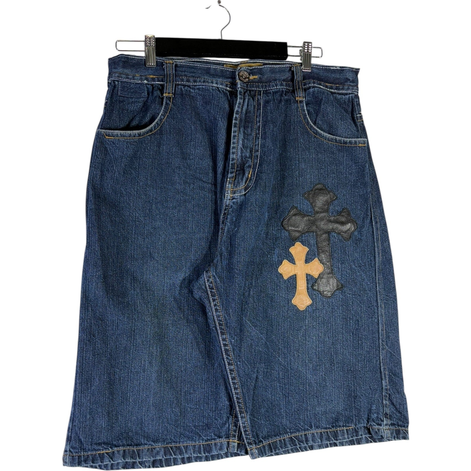 Y2K Decibel With Cross Patches Denim Shorts 36x14