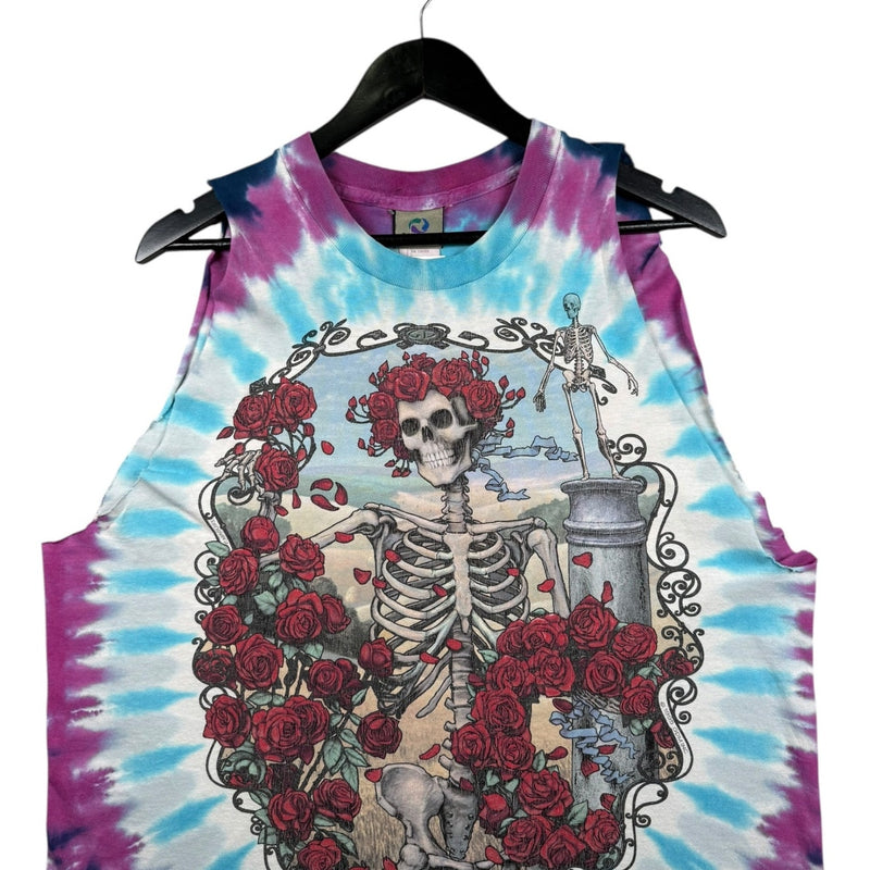 Vintage Skeleton Roses Graphic Tie Dye Tank Top