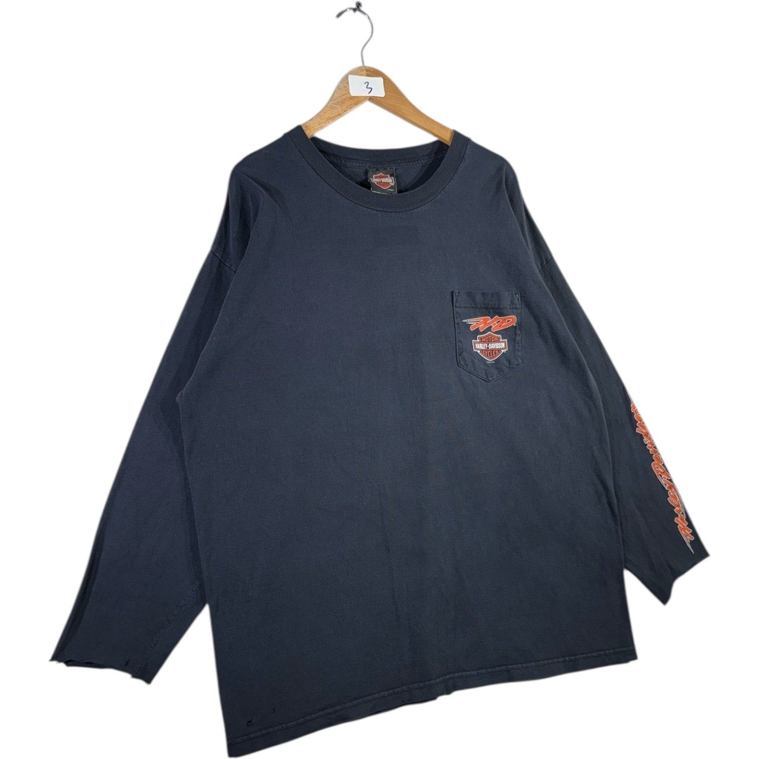 Vintage Harley Davidson Silver Eagle Pocket Long Sleeve