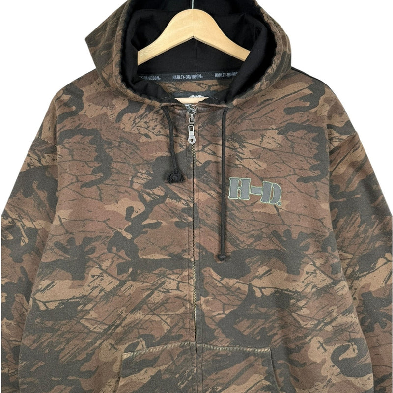 Vintage Harley Davidson Camo Full Zip Hoodie