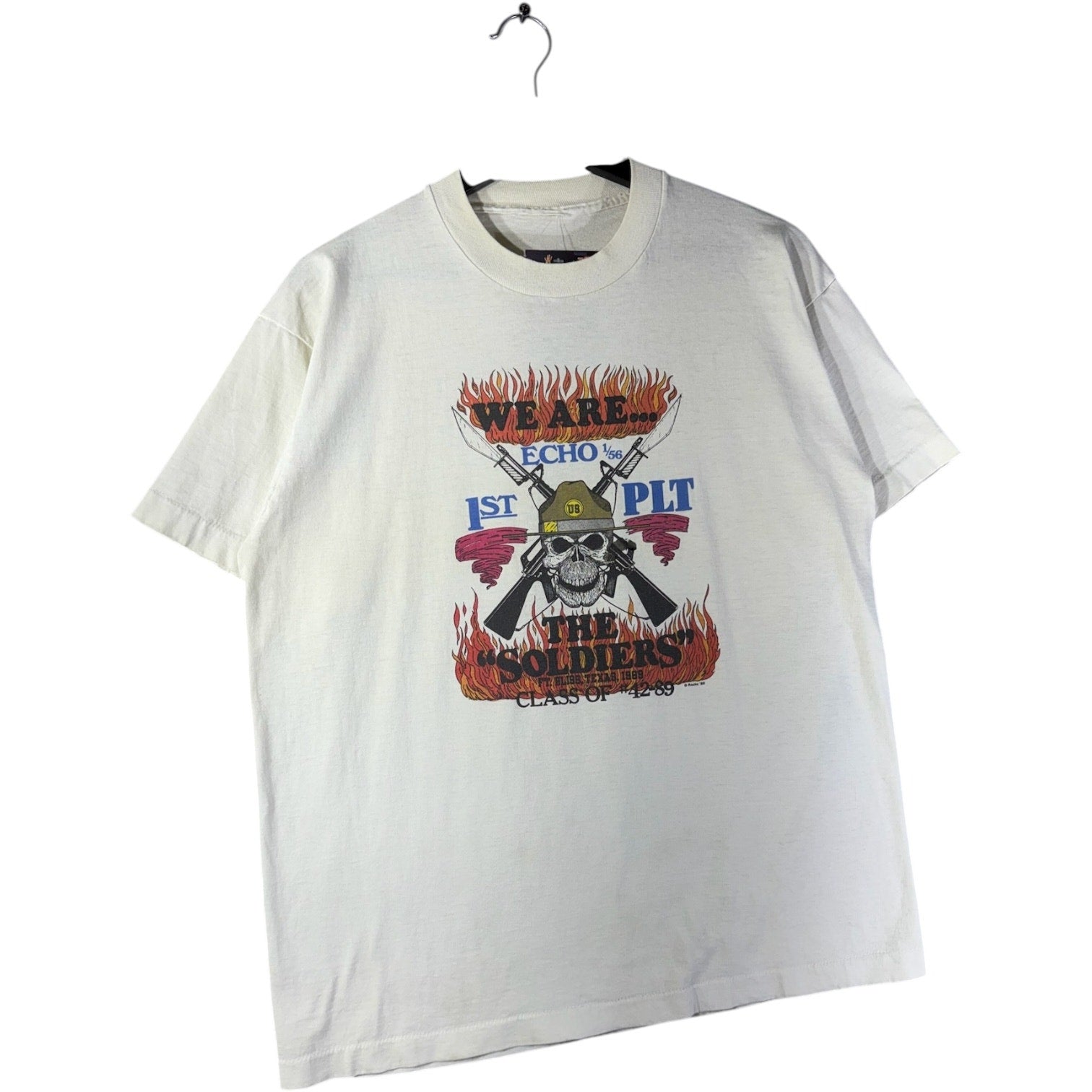 Vintage Military Skull Flame Graphic 90s T-Shirt