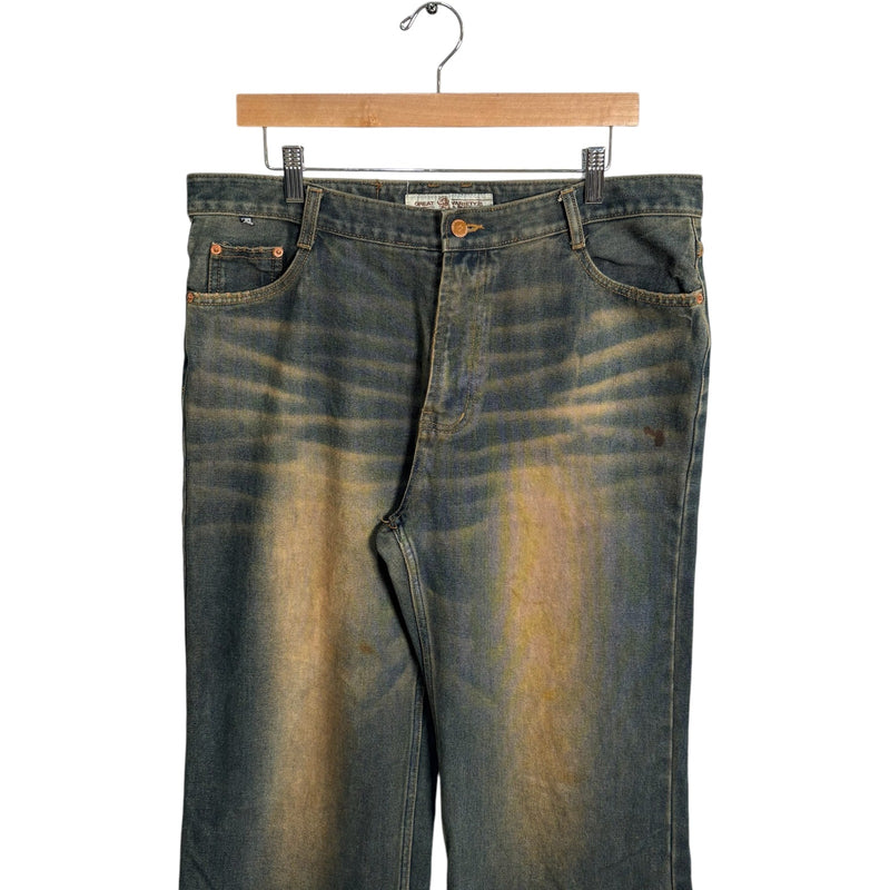 Y2K Great Variety Vintage Wash Wide Leg Denim Jeans 36x32