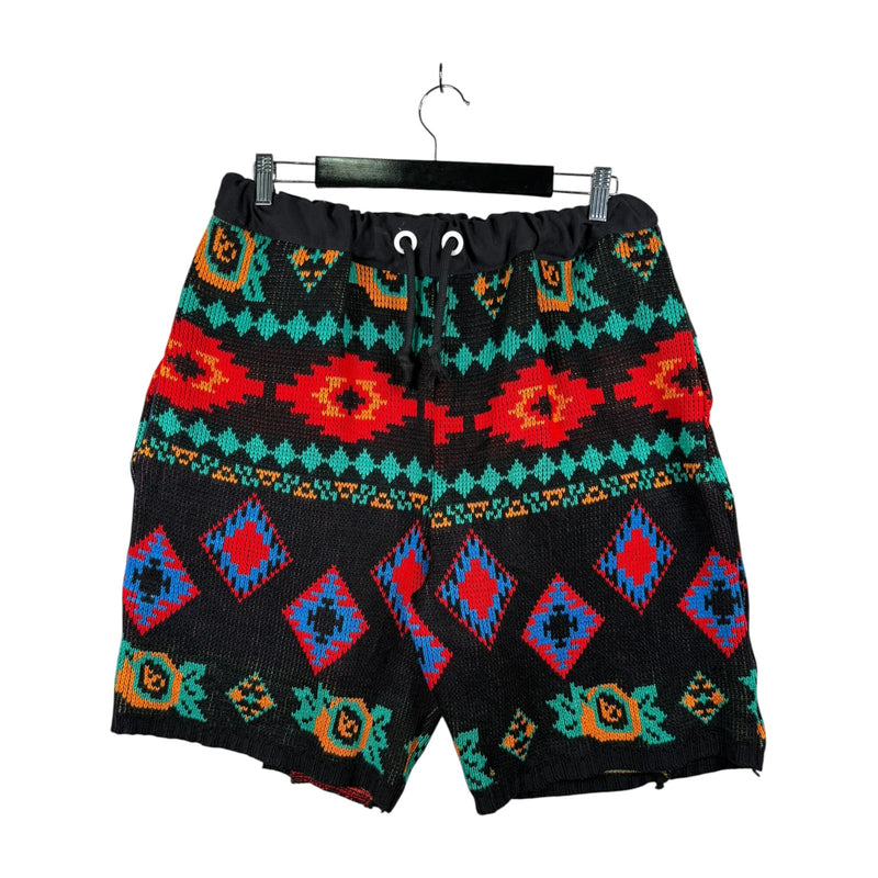 Vintage Aztec Patterned Knit Chino Shorts 34