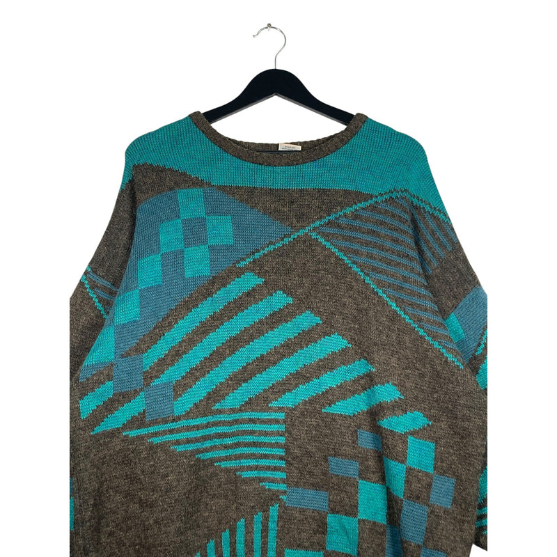 Vintage Abstract Geometrical Pattern Knit Sweater