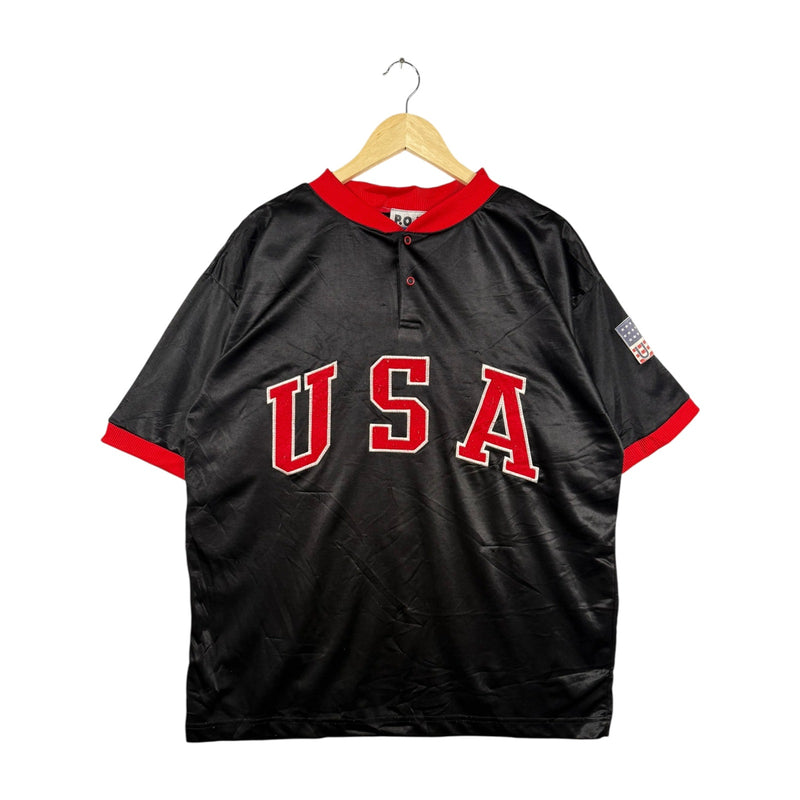 Vintage USA Spellout Short 1/4 Button Sleeve Polo