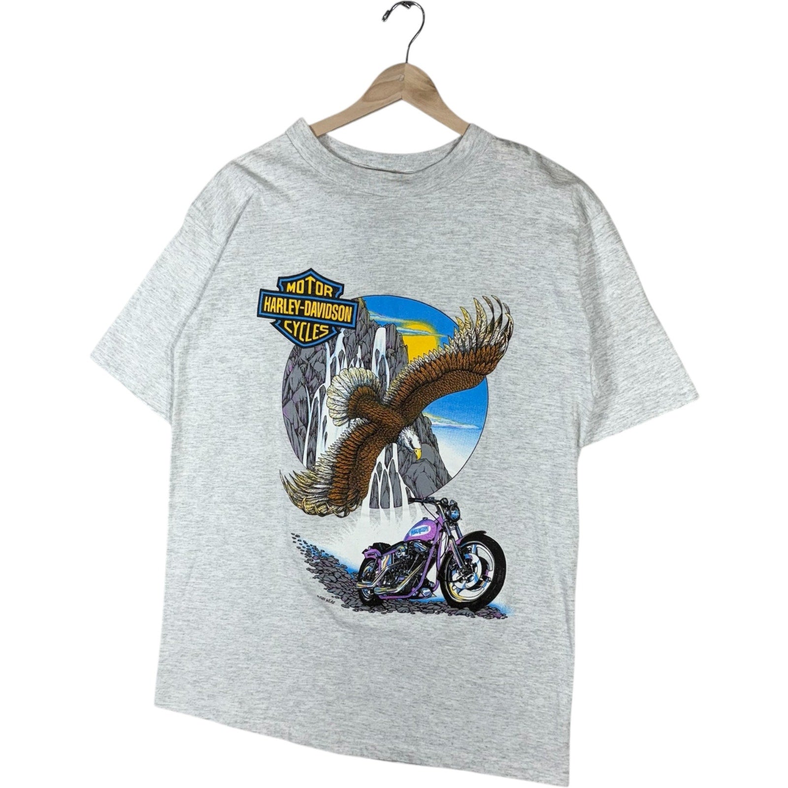 Vintage Harley Davidson Bald Eagle Motorcycle Tee