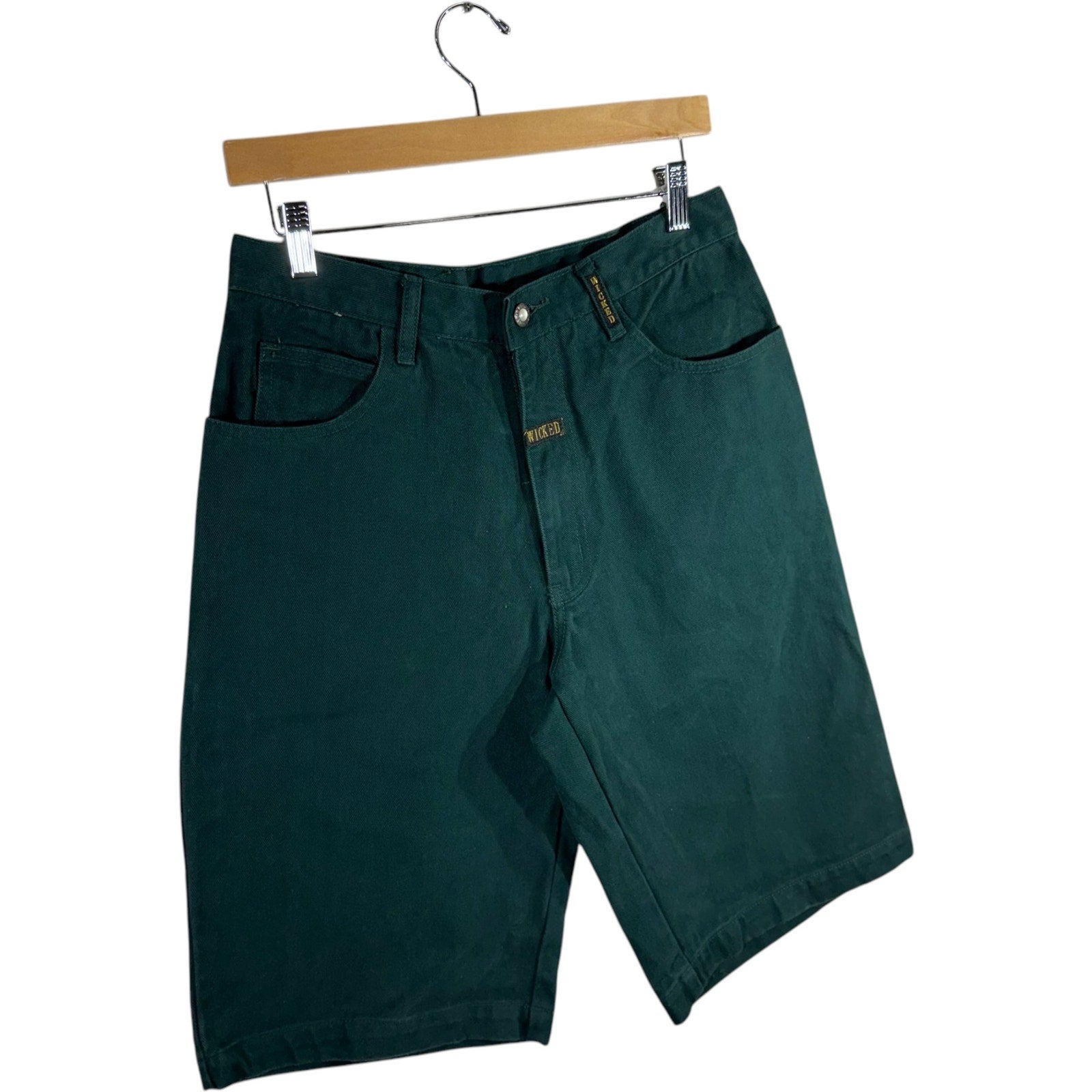 Vintage Wicked Green Baggy Denim Shorts 30