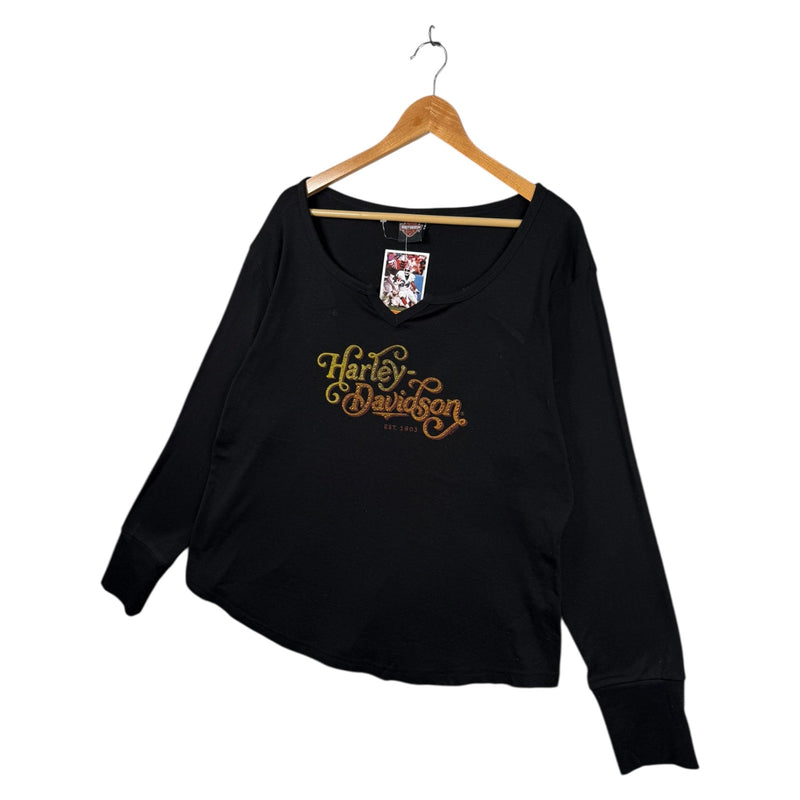 Vintage Harley Davidson V-Neck Long Sleeve