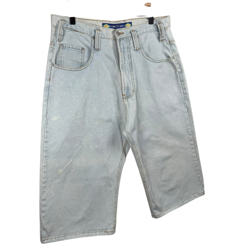 Vintage Corniche Light Wash Chino Denim Shorts 36