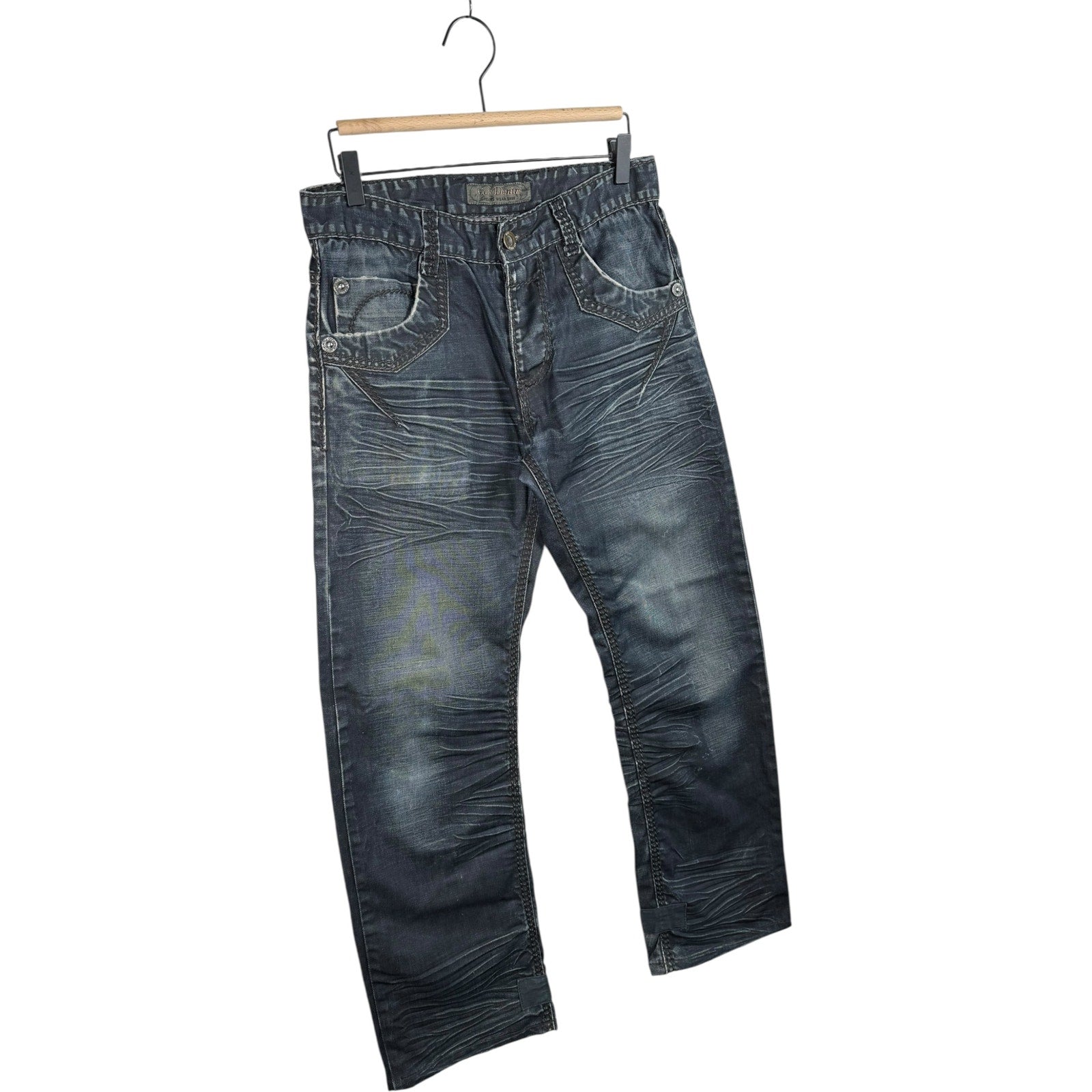Vintage Gov Faded Whiskering Denim Jeans