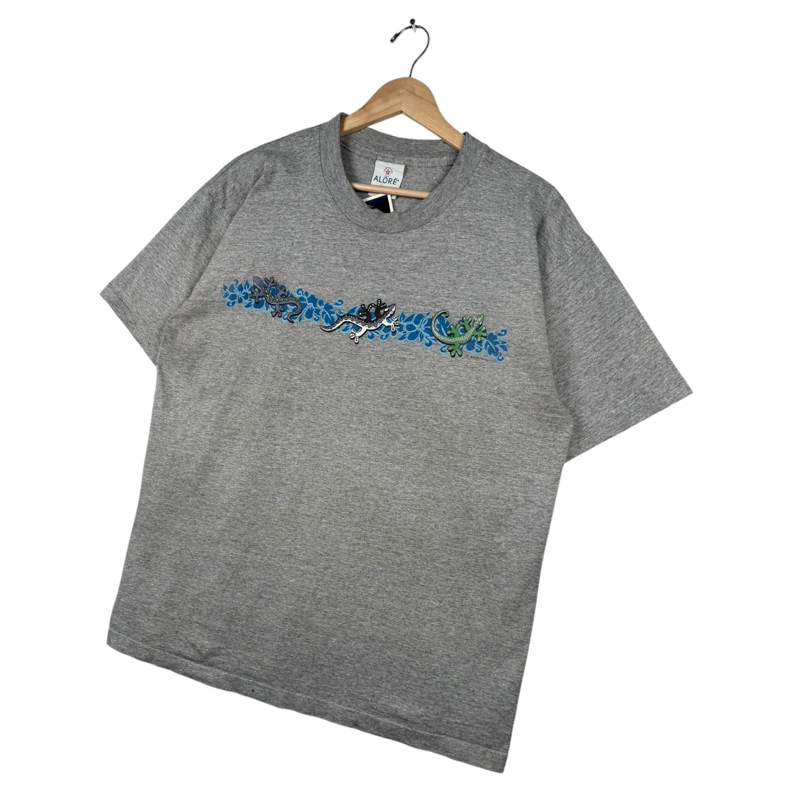 Vintage Alore Lizard Gecko Print Crewneck T-Shirt