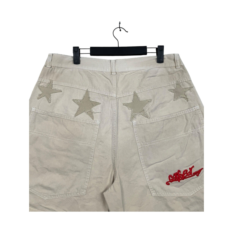Vintage Embroidered Gangboy Patchwork Denim Shorts 37