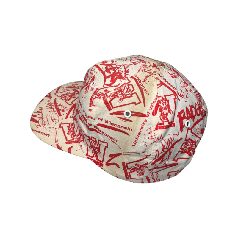 Vintage University Of Wisconsin Badgers AOP Strapback Hat OSFA
